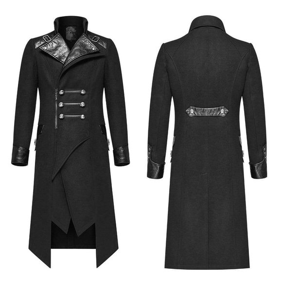 Men's Punk Military Style Long Coat - Picture 10 of 10